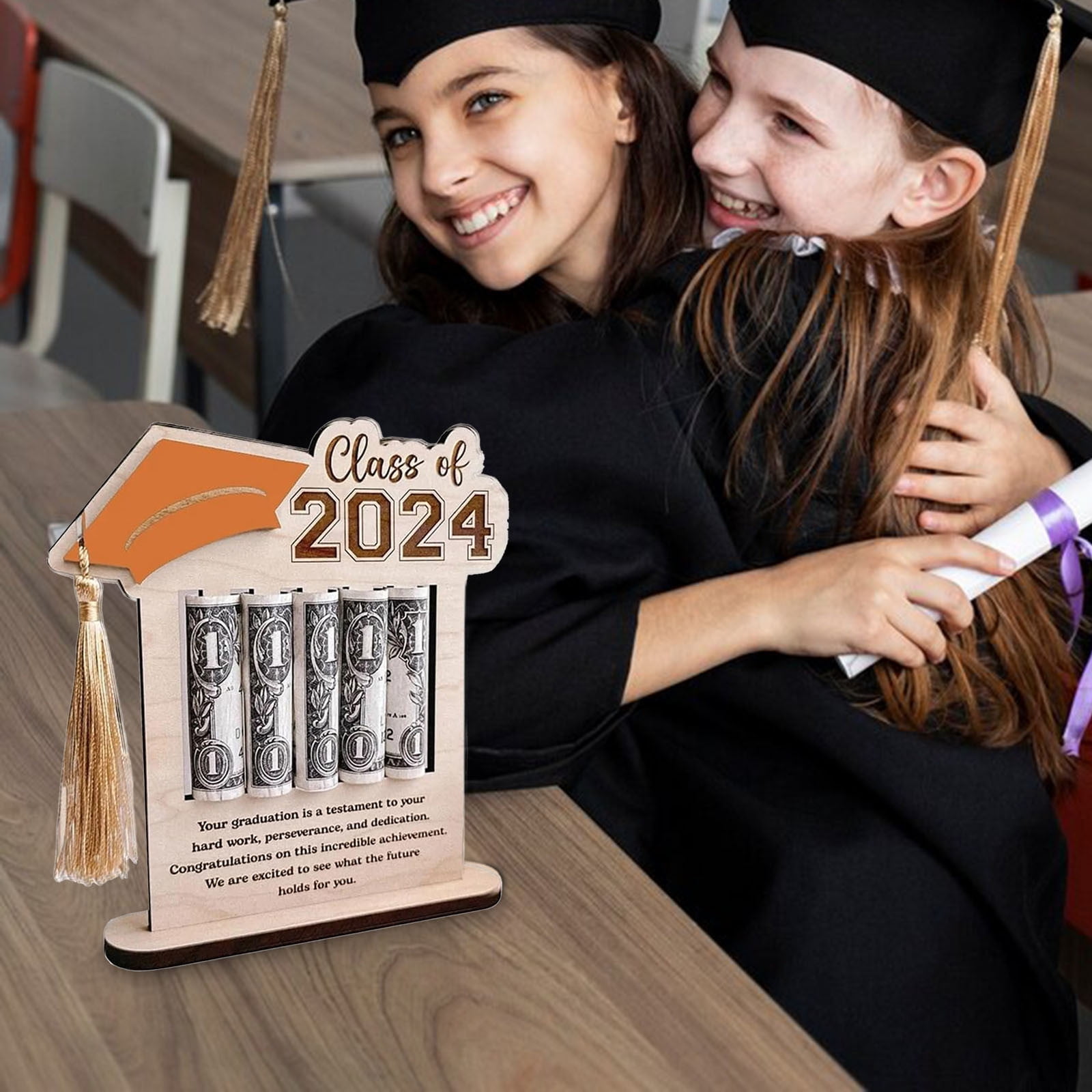 PATLOLLAV Wooden Graduation Money Holder for Cash Gift, 2024