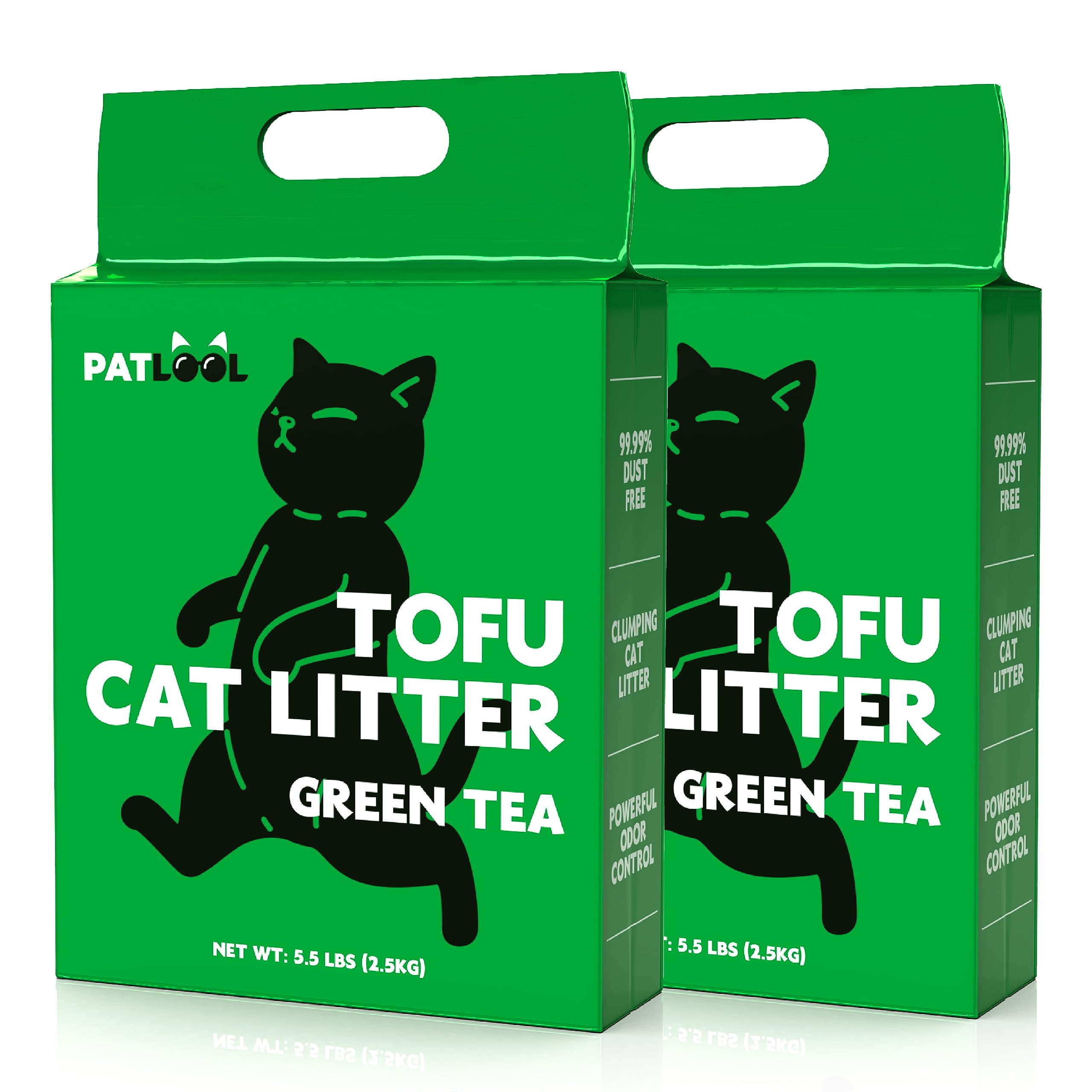 PATLOOL Tofu Cat Litter, Lightweight Natural Clumping Cat Litter Odor Control 99.9% Dust-Free, Flushable Low Tracking, 11 LB Total, Pack of 2 C80