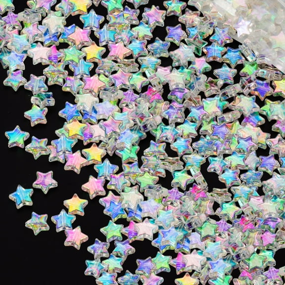 PATOPS 400Pcs Acrylic Star Beads, Clear 10mm Beads for Bracelets Jewelry Making (4 Pack x 100PCcs)