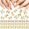 thumbnail image 1 of PATOPS 90Pcs Gold Bow Nail Charm 3 Styles Bowknot Decoration for Women Phone Case Scrapbook DIY, 1 of 5