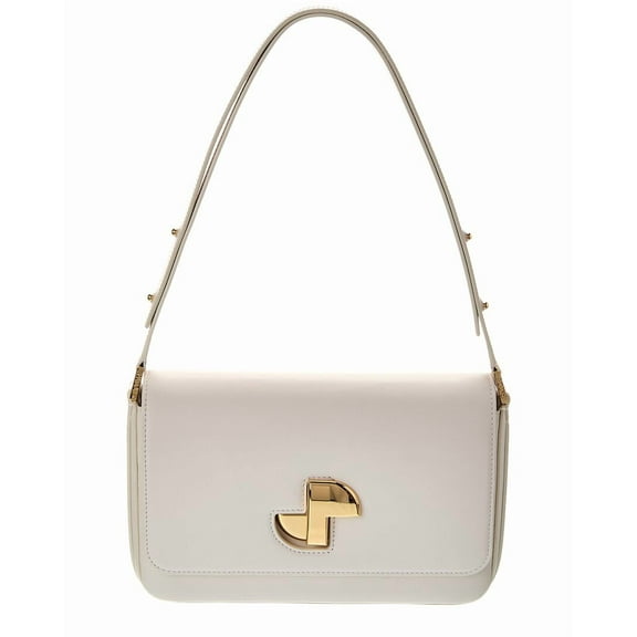 PATOU Le Lock Leather Shoulder Bag, White
