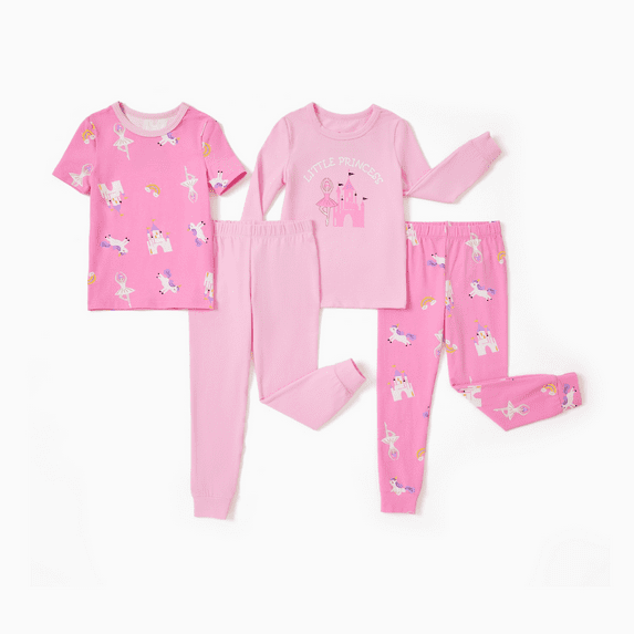 PATPAT 4-Pieces Baby Pajama Sets with Organic Cotton, Snug fit Pjs for Girls Boys Toddler Kids, Supersoft & Stretchy Sleeper