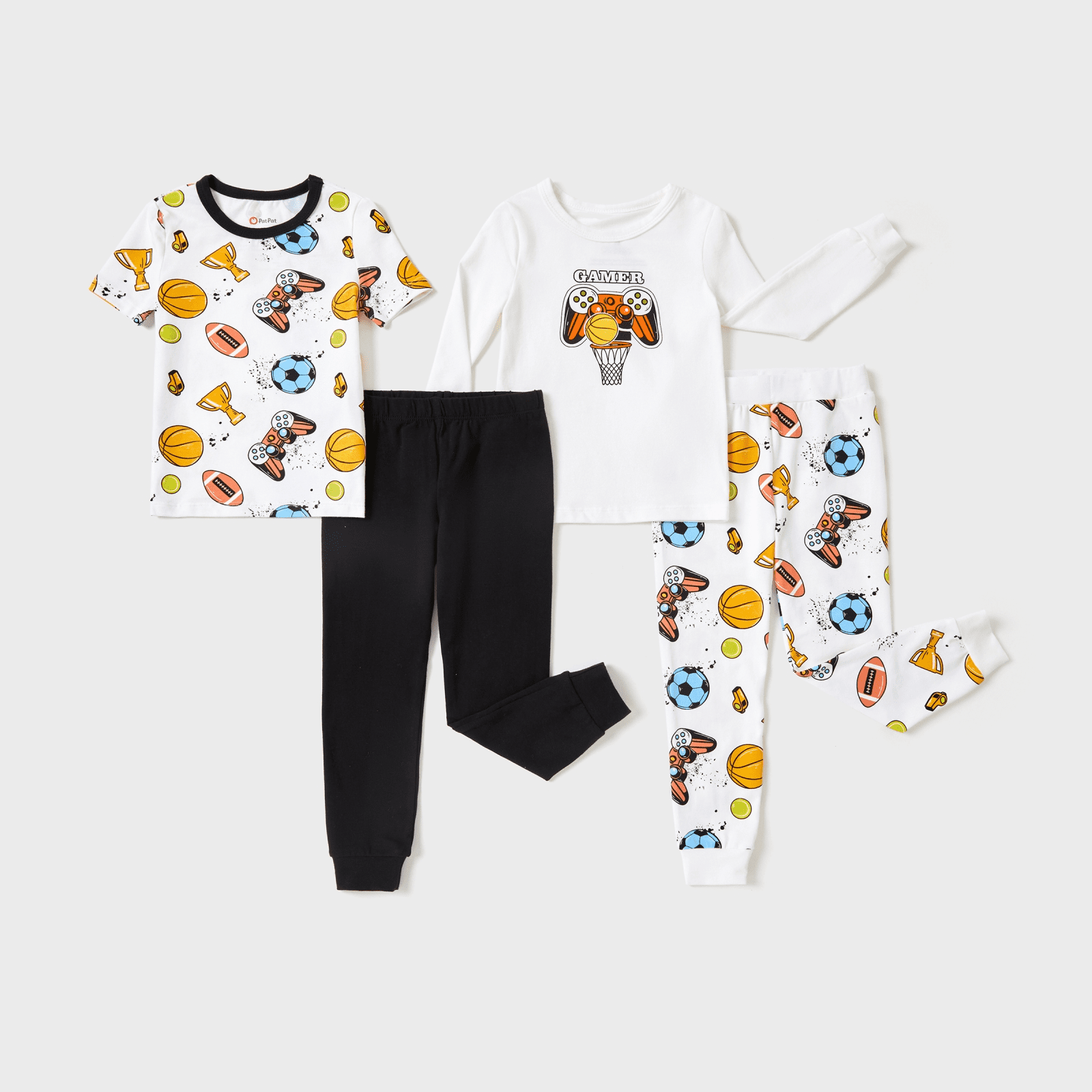 PATPAT 4-Pieces Baby Pajama Sets with Organic Cotton, Snug fit Pjs for Girls Boys Toddler Kids, Supersoft & Stretchy Sleeper