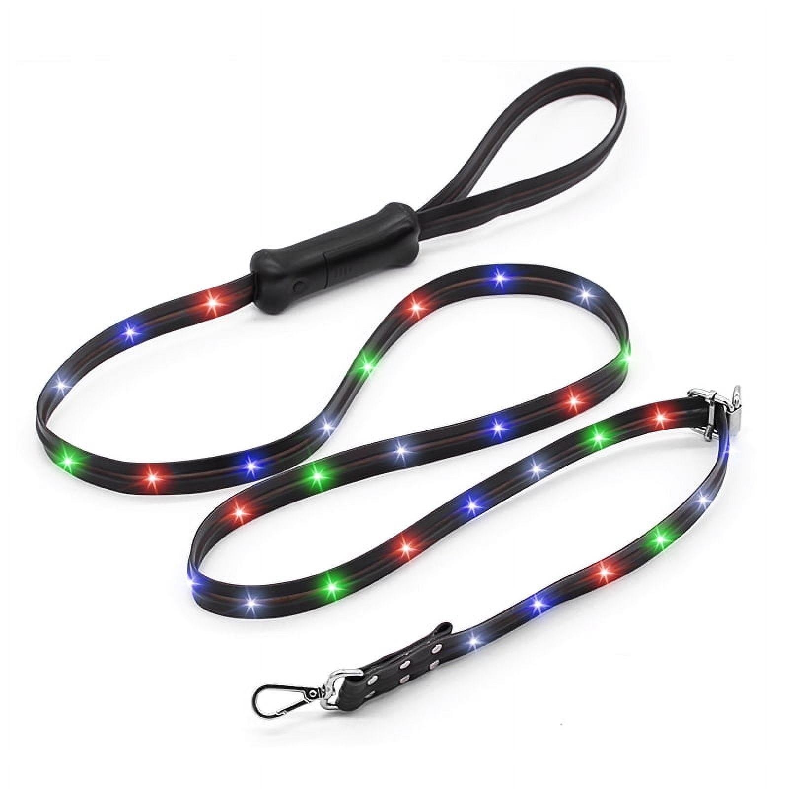 PATPET Safety LED Dog Leash with Water Resistant Flashing Light ,Multifunctional for Day and