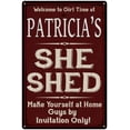 thumbnail image 1 of PATRICIA'S She Shed Red Sign Gift Lady Cave 12x18 Metal Sign 112180088005, 1 of 1