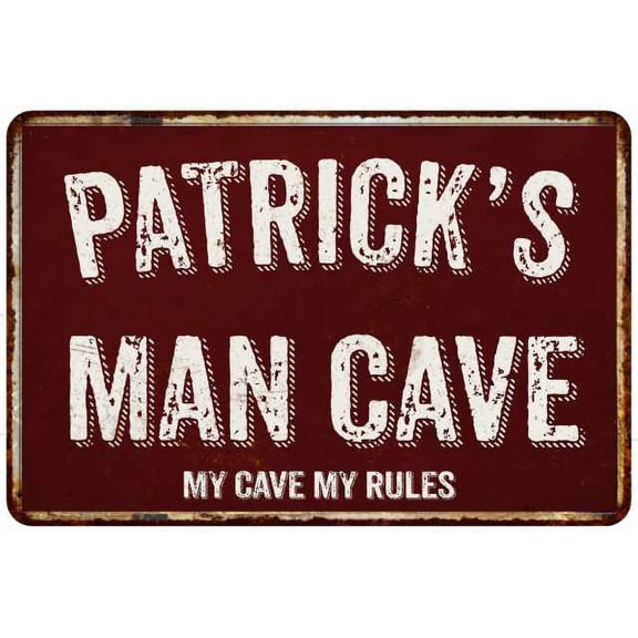 PATRICK'S Man Cave Red Grunge Gift Sign Metal 12x18 Decor 208120003424