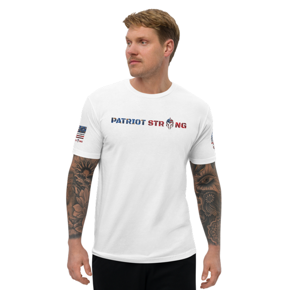 PATRIOT STRONG Fitted T-shirt (White, L)
