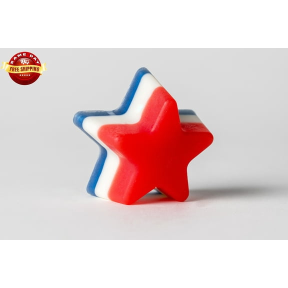 PATRIOTIC SPANGLED BANNER STAR NATURAL HANDMADE GIFT GLYCERIN SOAP BAR 2.5 OZ