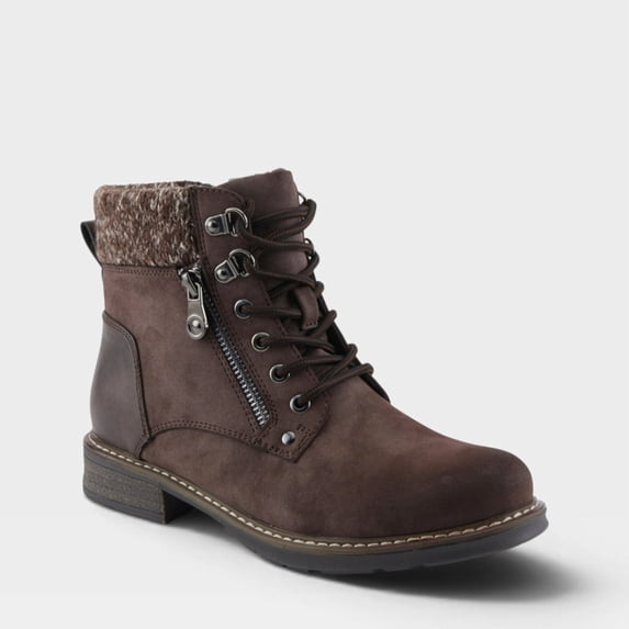 PATRIZIA Women's JADELYN Hiker Booties with Sweater-Knit Collar, Metal Eyelets, and Zipper Closure