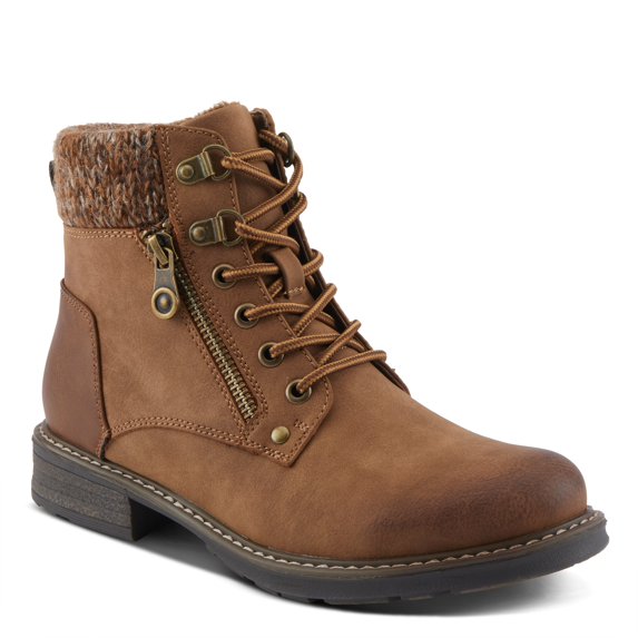 PATRIZIA Women's JADELYN Hiker Booties with Sweater-Knit Collar, Metal Eyelets, and Zipper Closure