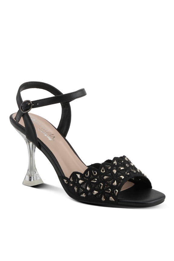 Women's KAYLEIGH Buckle Heels - Lace Upper, Crystal Accents, Elegant Design