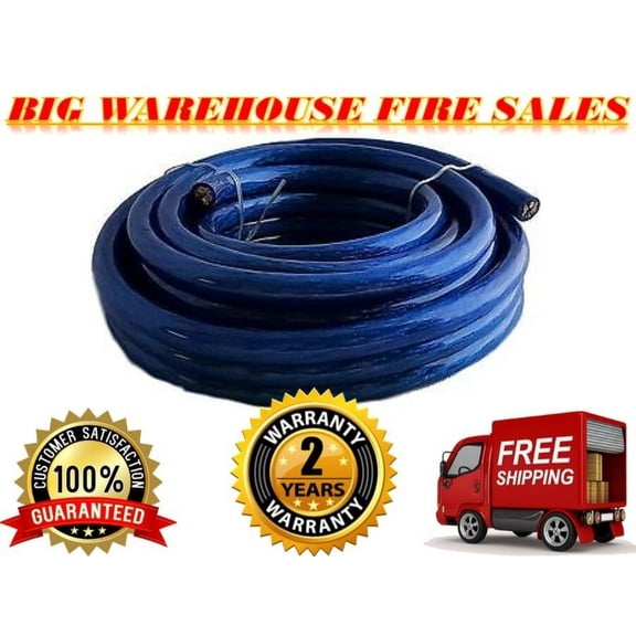 PATRON 25 FEET 0 GAUGE BLUE POWER / GROUND WIRE CABLE 1/0 GAUGE CAR AUDIO