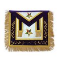 thumbnail image 1 of PATRON OES APRON - WHITE & NAVY BLUE SATIN, HAND EMBROIDERED MASONIC ORDER OF THE EASTERN STAR WITH GOLDEN MYLAR TASSEL, 1 of 4