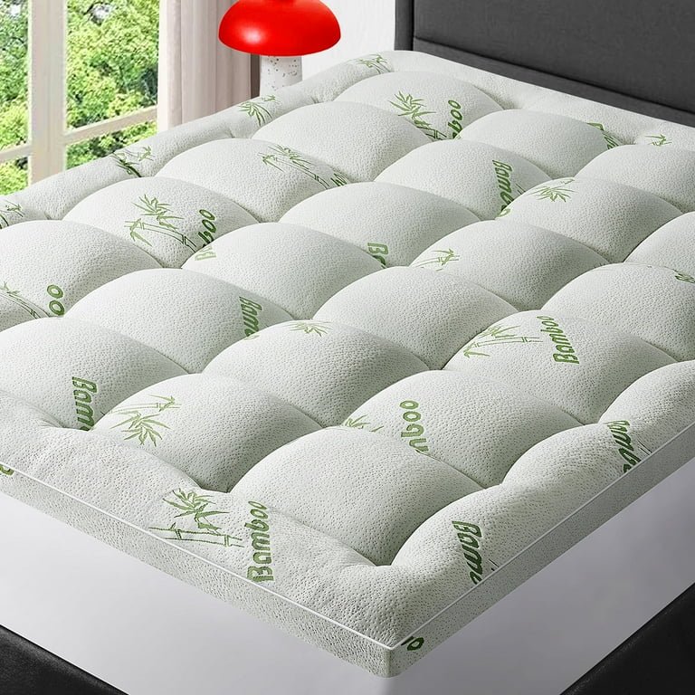 PATSBA Bamboo Extra Thick Full Mattress Topper for Back Pain 1000 GSM Quilted Fitted Mattress Pad Pillow Top Mattress Cover with Deep Pocket Up to 21