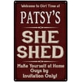 thumbnail image 1 of PATSY'S She Shed Red Sign Lady Cave 8 x 12 High Gloss Metal 208120088265, 1 of 1