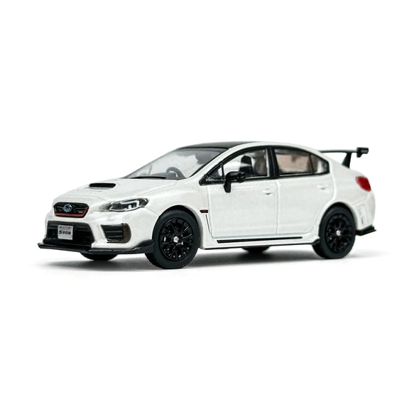 PAUDI 1:64 Subaru WRX STI S208 Diecast Model Car White Alloy Collectible Sports Sedan Replica with Rubber Tires