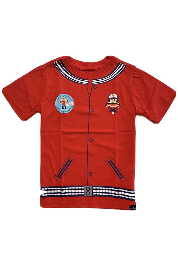BOYS SHIRT - BASEBALL JERSEY SZ 5 RED - TOP TEE GRAPHIC KIDS