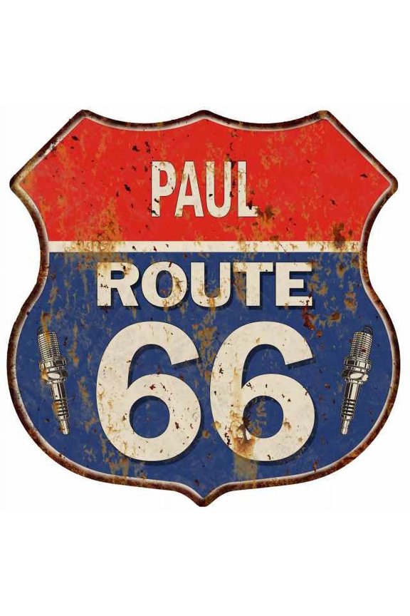 PAUL Route 66 Sign Shield Metal Gift Man Cave Gift 211110002101