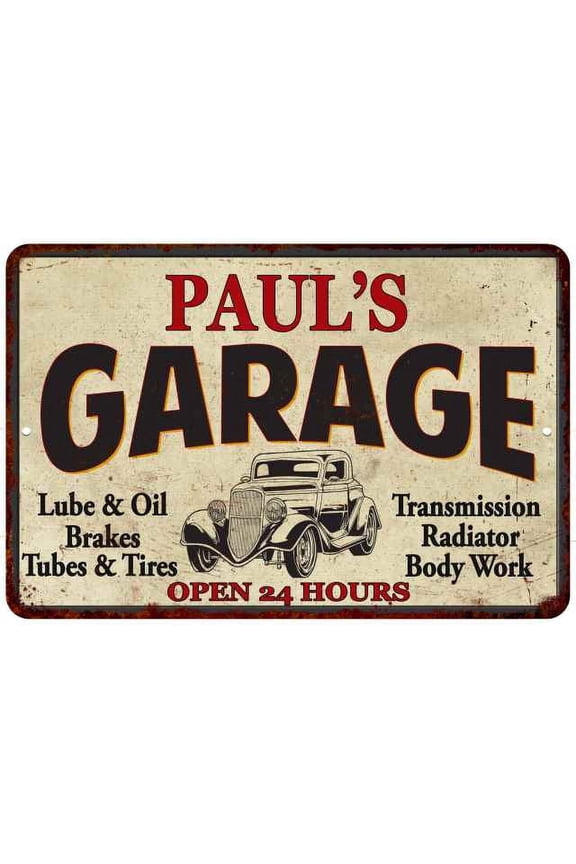 PAUL'S Garage Man Cave Metal Sign Decor 8x12 208120014016