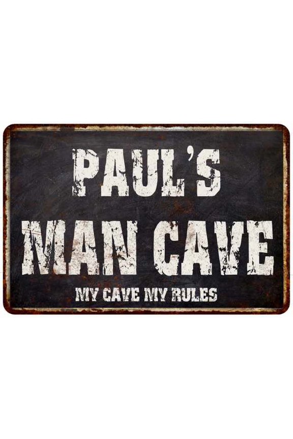 PAUL'S Man Cave Black Grunge Sign Home Dcor Gift Cave Funny 112180004101