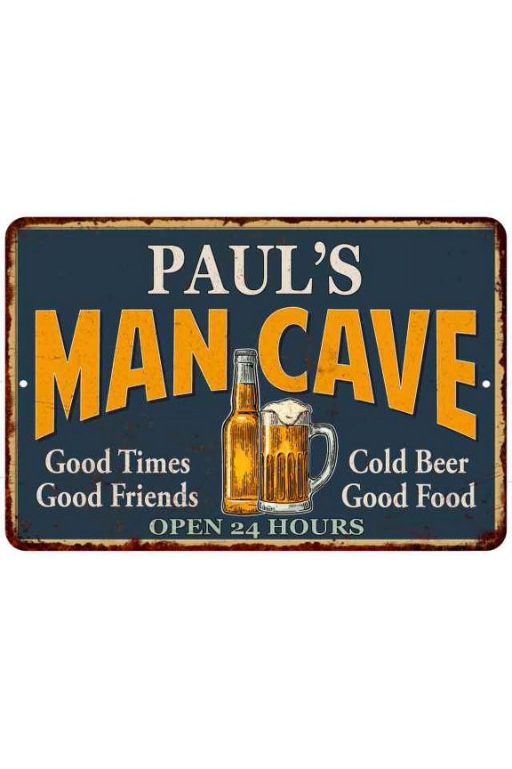 PAUL'S Man Cave Gift Metal Sign Green Gift 12x18 112180012016