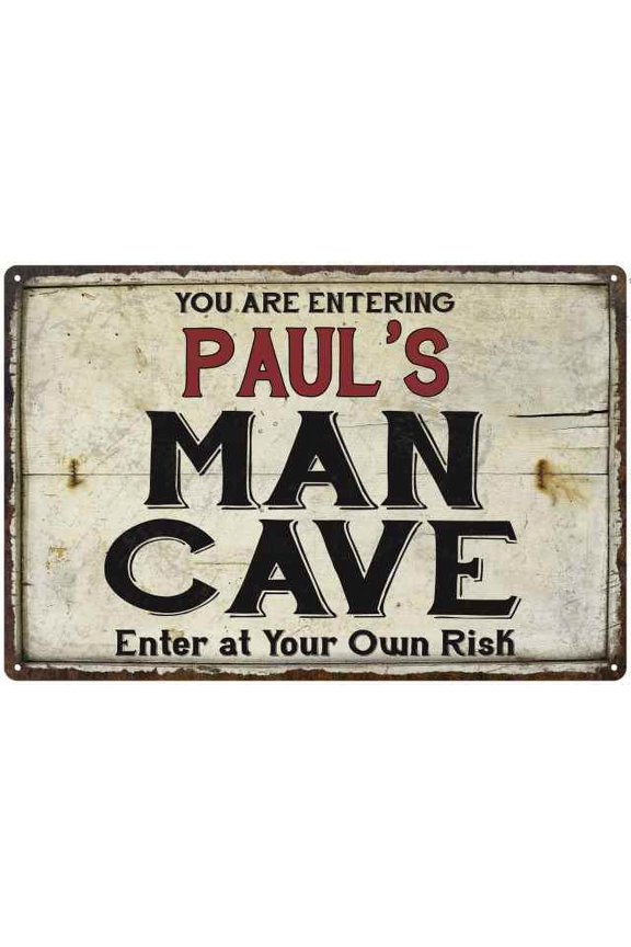 PAUL'S Man Cave Sign Rustic Garage Decor Gift 12x18 Metal 112180035016
