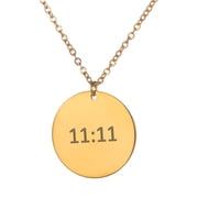 PAURO 11 11 Necklaces for Women Lucky Angel Number Circle Pendant Gold Plated Stainless Steel Simple Statement Personalized Faith Adjustable Chain Meaningful Jewelry Gold