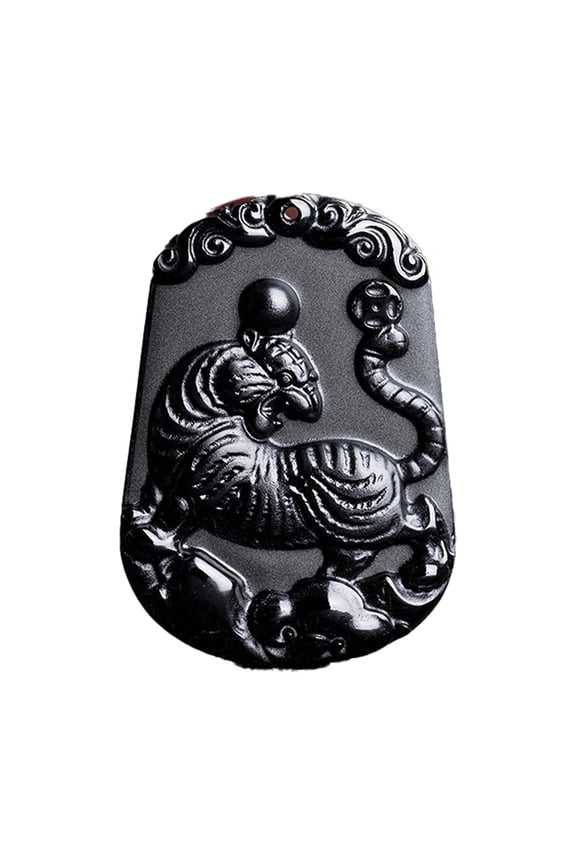 12 Chinese Zodiac Necklace for Men Lucky Charms Sign Dragon Horse Pendant Beaded Chain Statement Personalized Cool Horoscope Black Jewelry Tiger