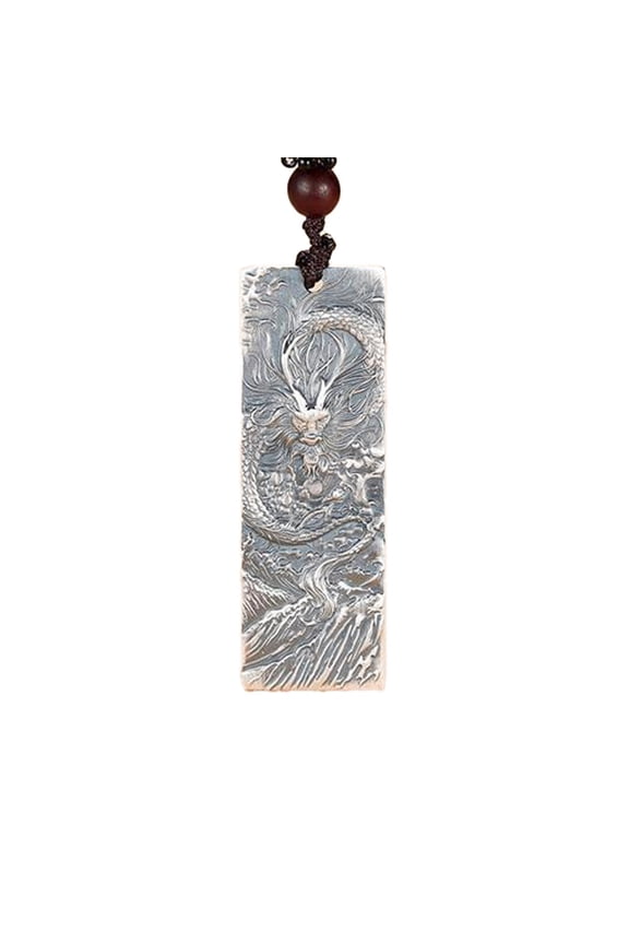 12 Chinese Zodiac Necklace for Men Lucky Charms Sign Square Pendant Slver Rope Chain Statement Personalized Vintage Cool Horoscope Jewelry Dragon