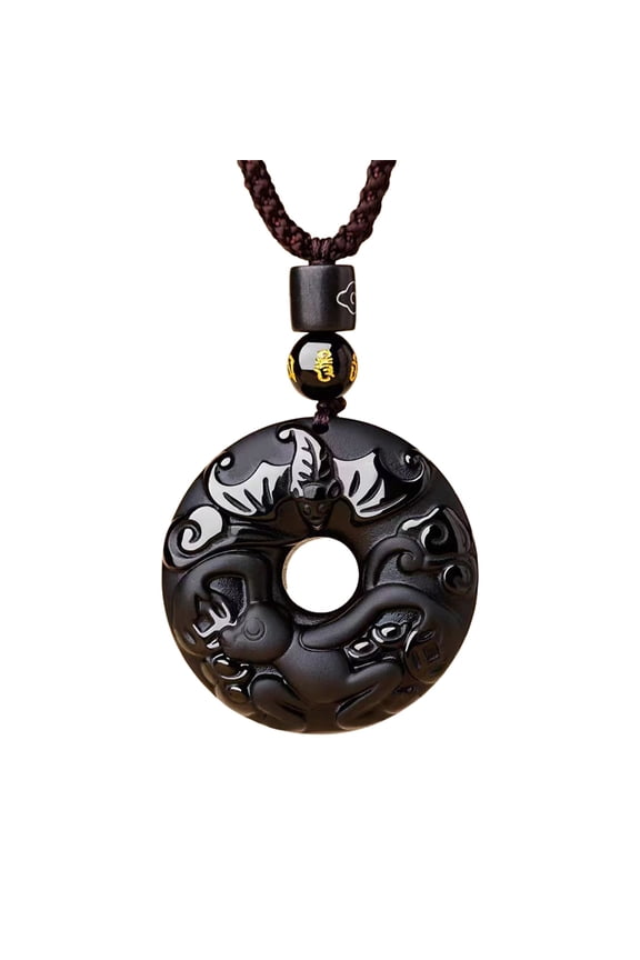 12 Chinese Zodiac Necklace for Men Women Lucky Charms Sign Circle Black Pendant Rope Beaded Chain Statement Personalized Cool Horoscope Jewelry Rope Monkey