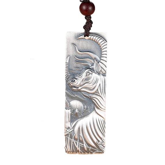 PAURO 12 Chinese Zodiac Necklace for Men Lucky Charms Sign Square Pendant Slver Rope Chain Statement Personalized Vintage Cool Horoscope Jewelry Ox