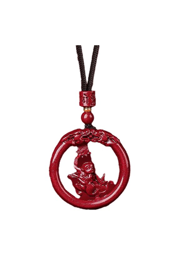 12 Chinese Zodiac Necklace for Men Women Lucky Charms Sign Circle Red Pendant Rope Chain Statement Personalized Horoscope Jewelry Monkey