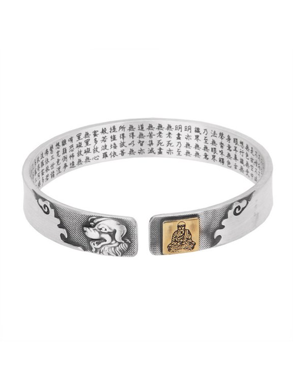 12 Chinese Zodiac Sign Bracelets for Men Women Adjustable Open Stainless Steel Silver Vintage Personalized Punk Buddha Horse Tiger Rat Dragon Jewelry Dog
