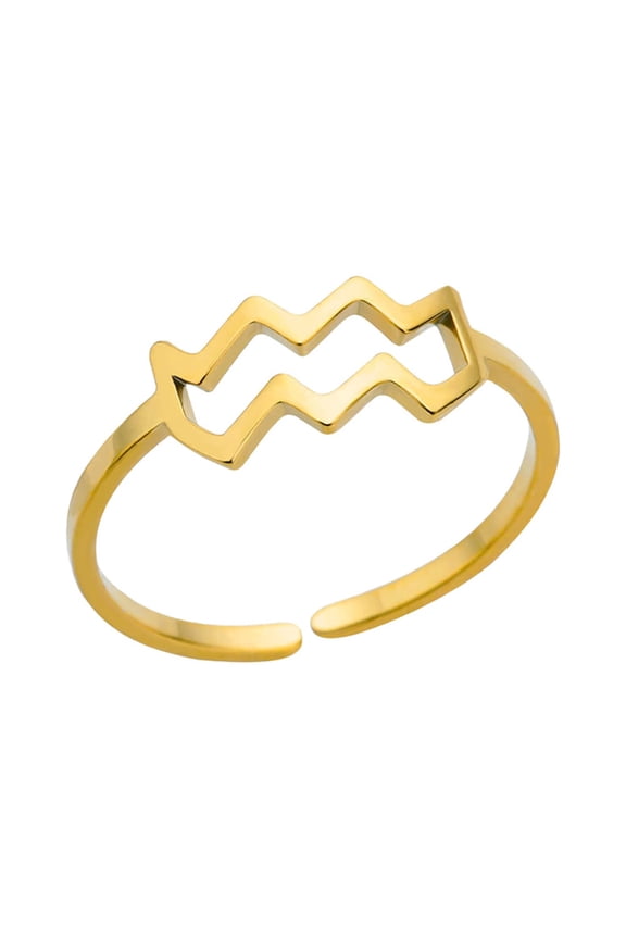 12 Zodiac Constellation Rings for Women Cute Open Adjustable Horoscope Gold Plated Stainless Steel Personalized Statement Finger Sagittarius Jewelry Aquarius