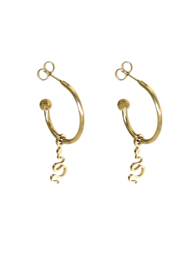 18K Gold Plated Snake Earrings for Women Wrap Around Serpent Ear Cuff Stainless Steel Coiled Huggie Hoop