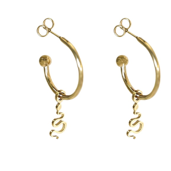 PAURO 18K Gold Plated Snake Earrings for Women Wrap Around Serpent Ear Cuff Stainless Steel Coiled Huggie Hoop