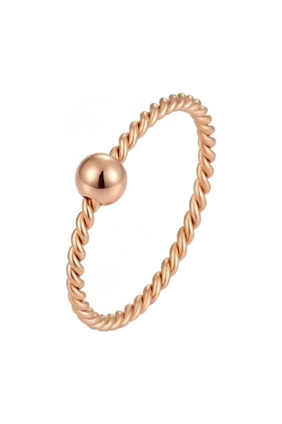 18K Gold Plated Twist Ring for Women Delicate Minimalist Stackable Band Promise Anniversary Friendship Jewelry Gift for Her Rose Gold Size 10