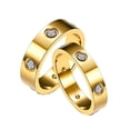 thumbnail image 1 of PAURO 2PCS Women Stainless Steel Friendship Ring Cubic Zirconia Promise Ring Couples Wedding Band Jewelry Birthday Gifts 4.5mm 6mm Gold Size 11, 1 of 5