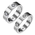 thumbnail image 1 of PAURO 2PCS Women Stainless Steel Friendship Ring Cubic Zirconia Promise Ring Couples Wedding Band Jewelry Birthday Gifts 4.5mm 6mm Silver Size 9, 1 of 5