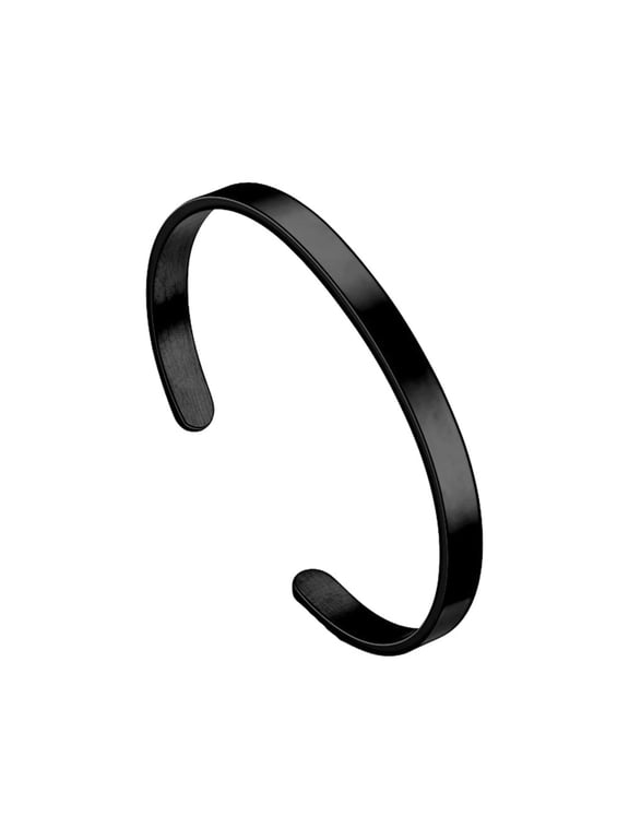 Adjustable Bracelets for Women Men Couples Cuff Bangle Stainless Steel Simple Personalized Chunky Arm Cool Jewelry Black Wide 4MM