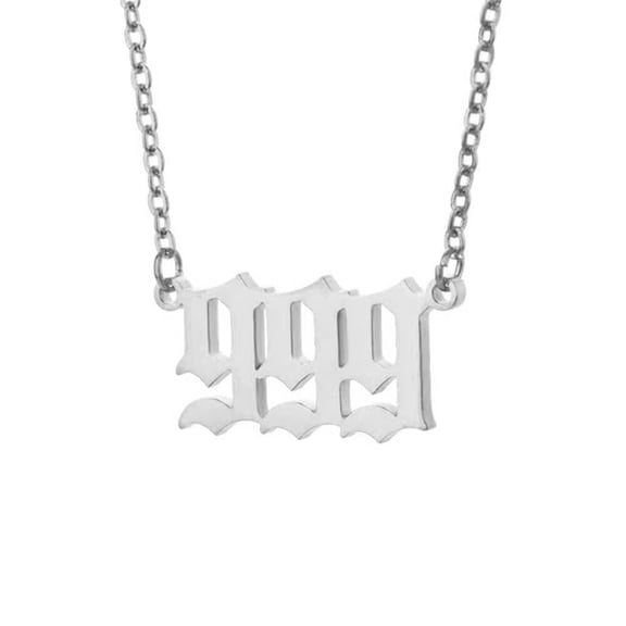 PAURO Angel Number 999 Necklace for Women Stainless Steel Pendant Choker Chain Numerology Jewelry Silver