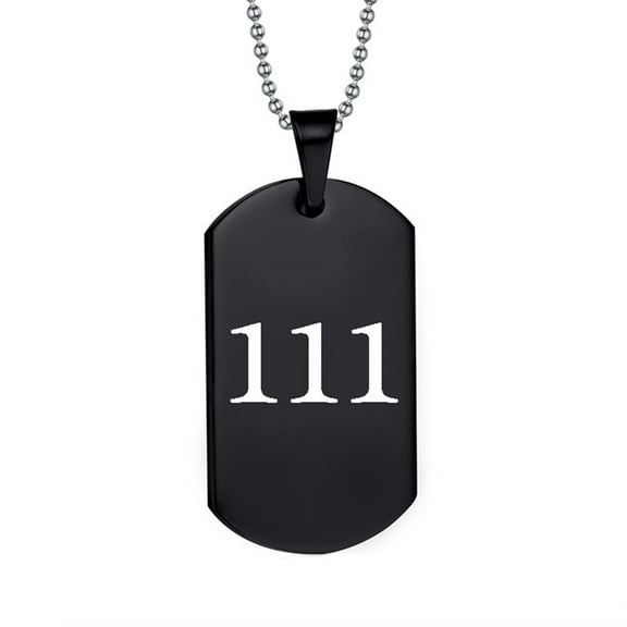 PAURO Angel Number Necklace for Men 000 111 222 333 444 555 666 777 888 999 Chain Simple Cool Stainless Steel Dainty Black Blue Pendant Statement Personalized Jewelry Black Number 111