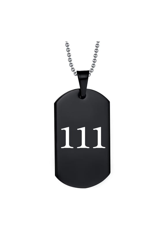 Angel Number Necklace for Men 000 111 222 333 444 555 666 777 888 999 Chain Simple Cool Stainless Steel Dainty Black Blue Pendant Statement Personalized Jewelry Black Number 111