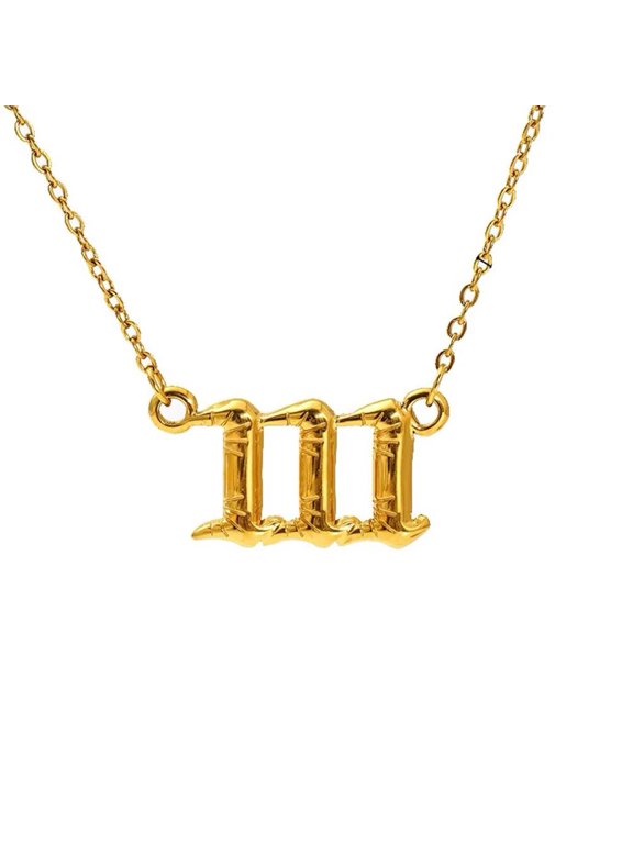 Angel Number Necklaces for Women Bubble Digital Pendant 111 222 333 444 555 666 777 888 999 Chain Gold Plated Stainless Steel Dainty Statement Personalized Jewelry Number 111