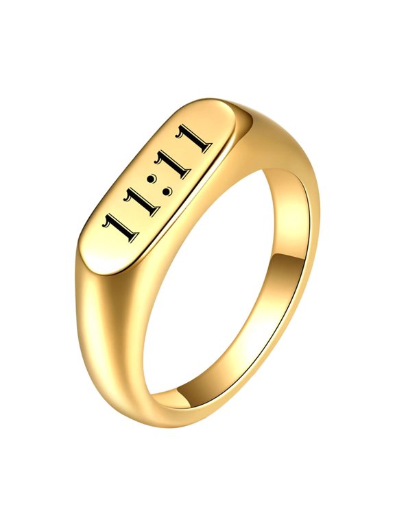 Angel Number Rings for Women Men Couples Digital 11 11 Stainless Steel Dainty Simple Cool Statement Personalized Jewelry Gold Size 9