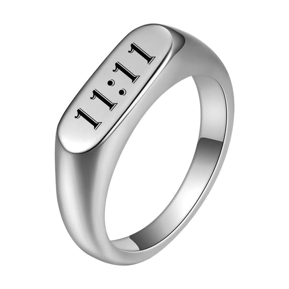 PAURO Angel Number Rings for Women Men Couples Digital 11 11 Silver Gold Plated Stainless Steel Size 5 Dainty Simple Cool Statement Personalized Jewelry Silver Size 12