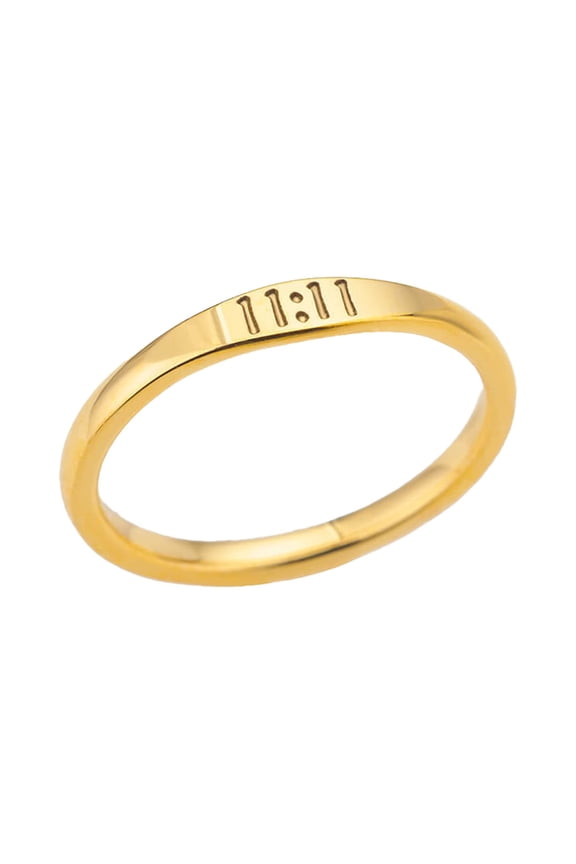 Angel Number Rings for Women 11 11 Pendant Gold Plated Stainless Steel Dainty Simple Statement Personalized Jewelry Gold Size 7