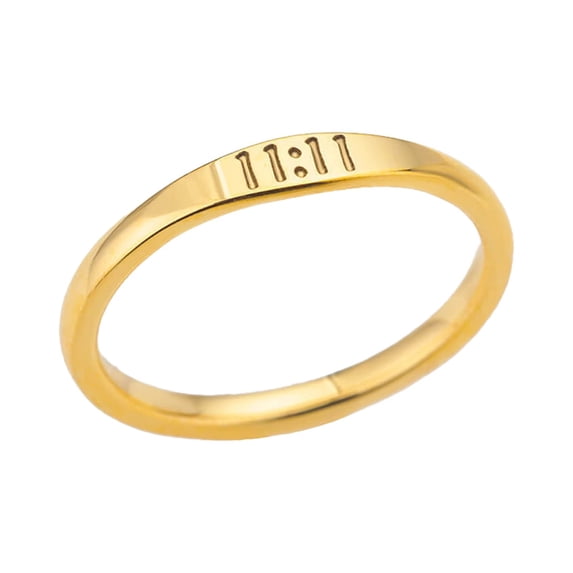 PAURO Angel Number Rings for Women 11 11 Pendant Gold Plated Stainless Steel Dainty Simple Statement Personalized Jewelry Gold Size 9