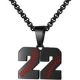 thumbnail image 1 of PAURO Baseball Jersey Number Necklace for Men Stainless Steel 00-50 Pendant Athletes Chain Personalized Statement Simple Women Jewelry Black Number 22, 1 of 4
