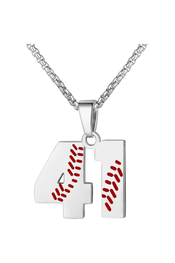 Baseball Jersey Number Necklace for Men and Women Athletes Stainless Steel 00-99 Pendant Chain Personalized Simple Statement Jewelry Number 41